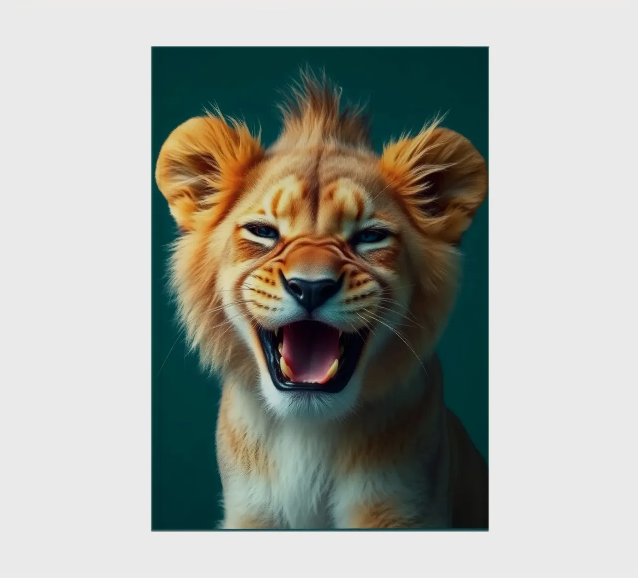Lion cub displays playful energy with a joyful expression notebook by DesignDoodle