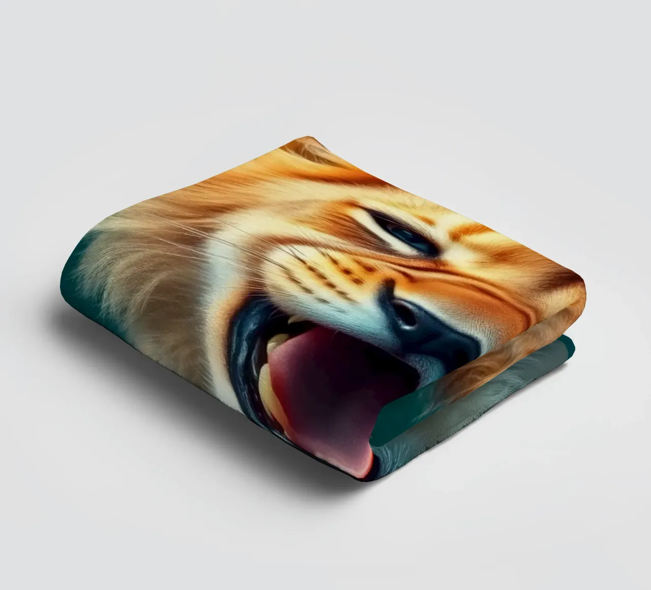 Leeuwenwelp toont speelse energie met een blije uitdrukking badhanddoek van DesignDoodle