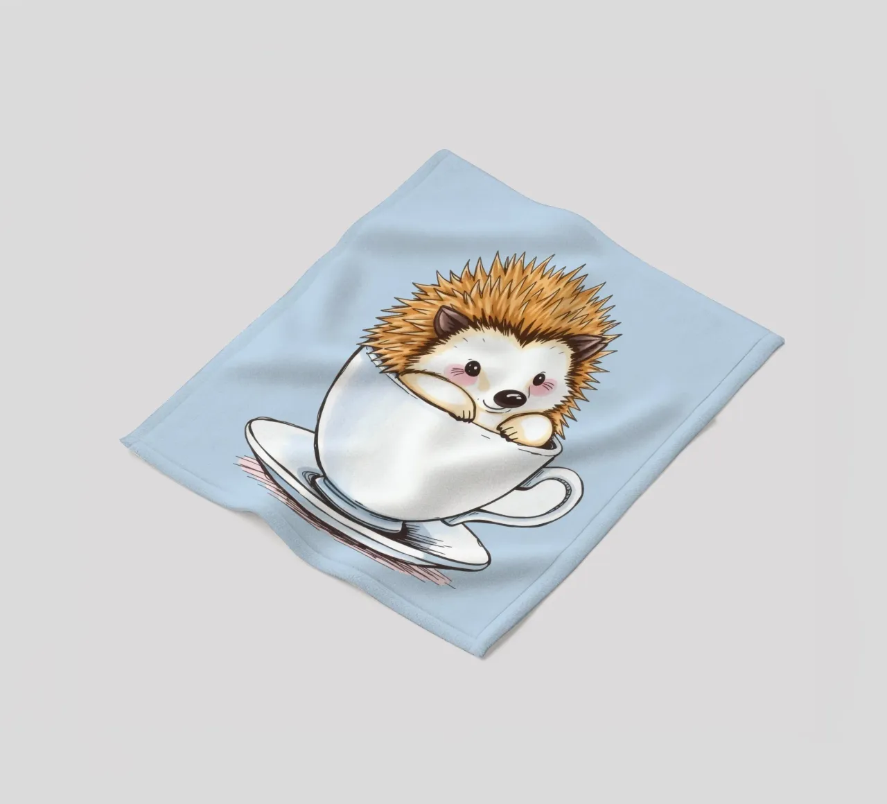 Hérisson mignon assis dans une tasse à thé blanche avec une expression charmante plaid polaire de DesignDoodle