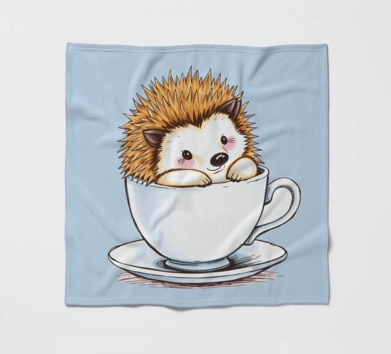 Hérisson mignon assis dans une tasse à thé blanche avec une expression charmante plaid polaire de DesignDoodle