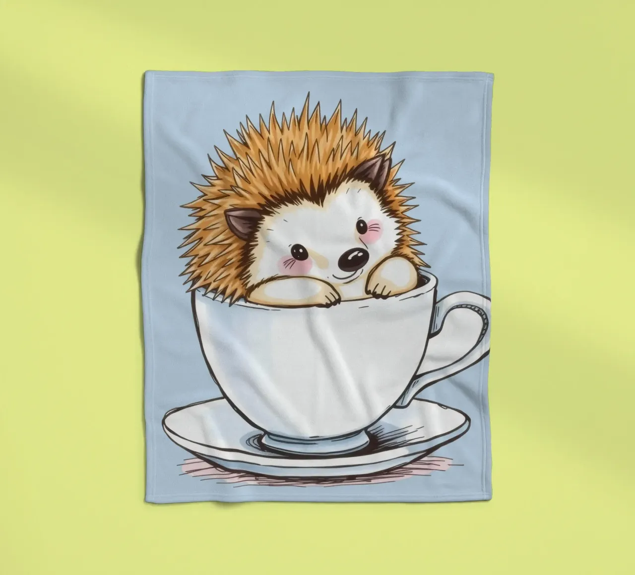 Hérisson mignon assis dans une tasse à thé blanche avec une expression charmante plaid polaire de DesignDoodle