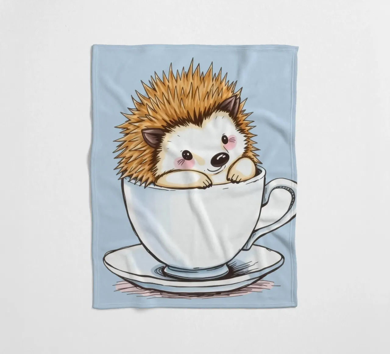 Hérisson mignon assis dans une tasse à thé blanche avec une expression charmante plaid polaire de DesignDoodle
