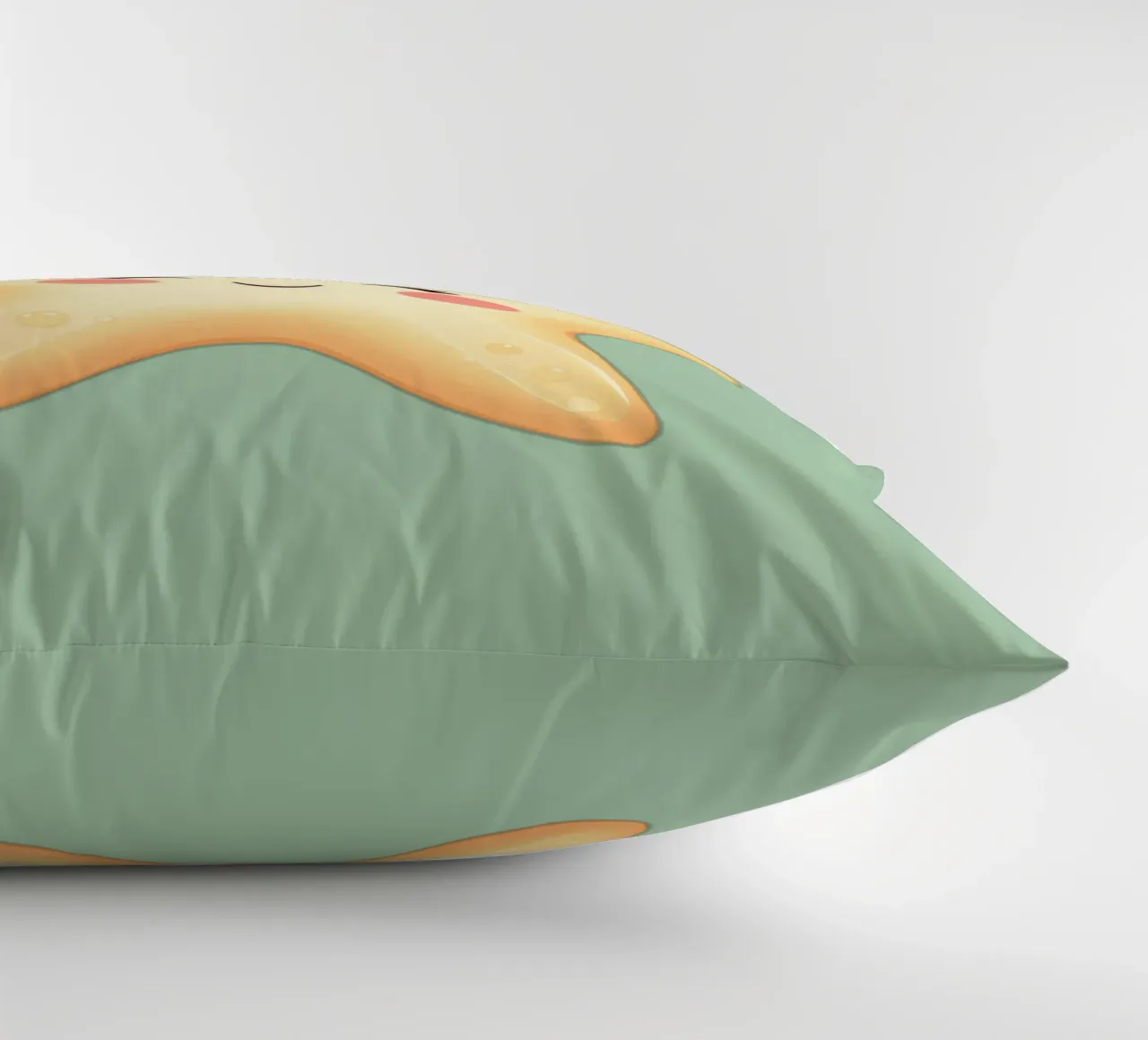 Simpatico personaggio a forma di stella sorridente con un volto felice e un colore tenue cuscino da DesignDoodle