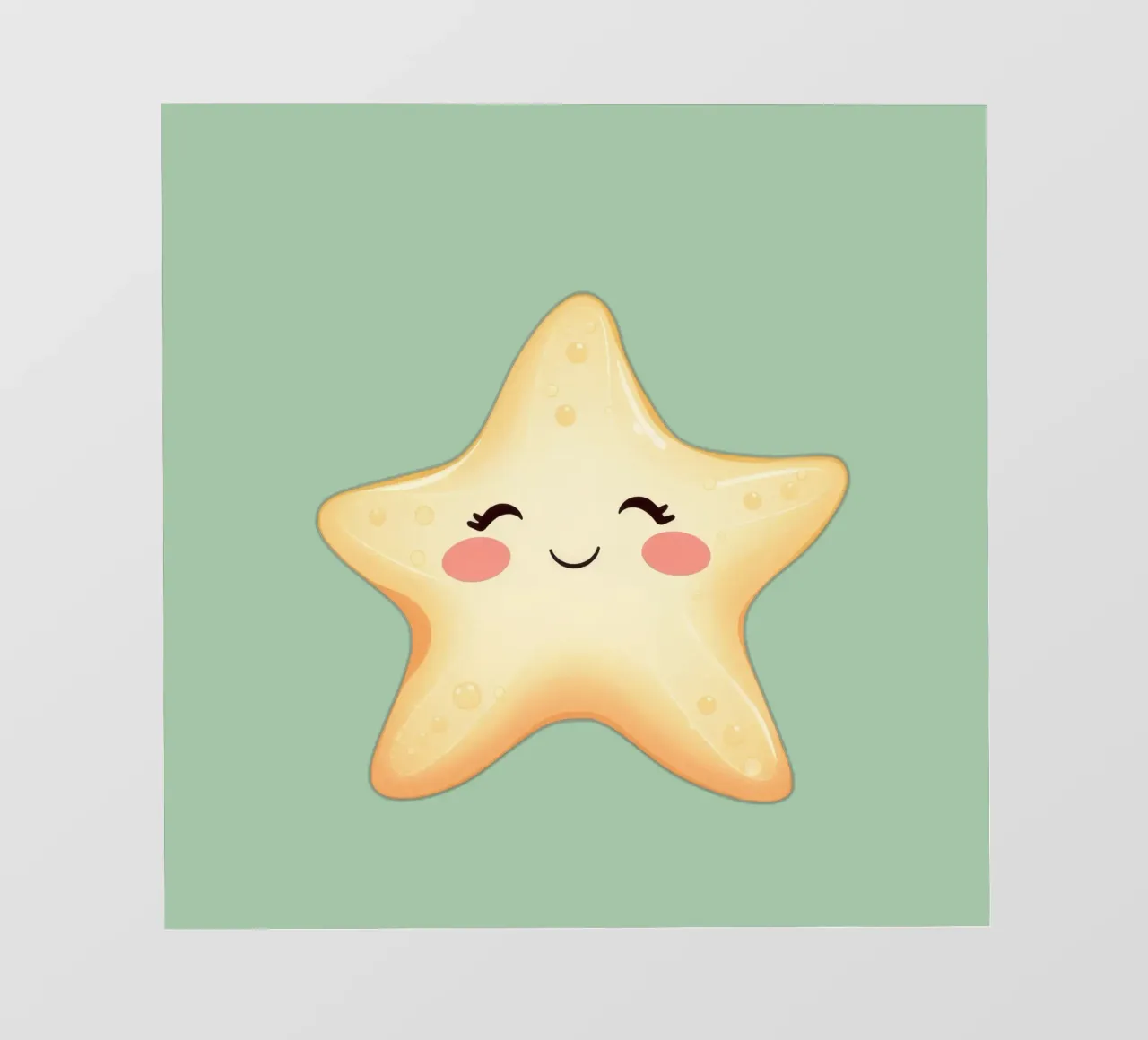 Simpatico personaggio a forma di stella sorridente con un volto felice e un colore tenue pellicola backlit da DesignDoodle