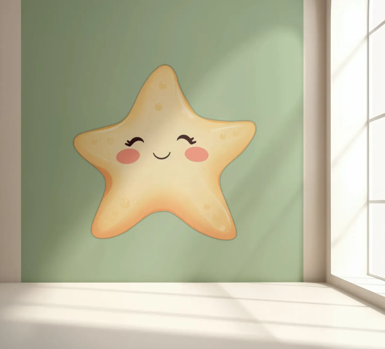 Cute smiling star character with a happy face and soft color photo wallpaper by DesignDoodle