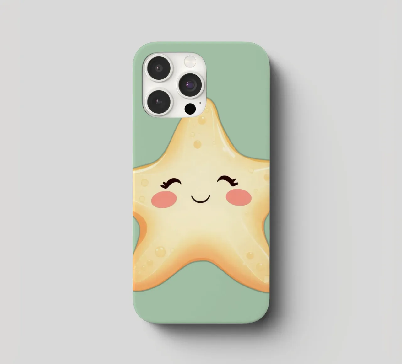 Cute smiling star character with a happy face and soft color iphone case by DesignDoodle