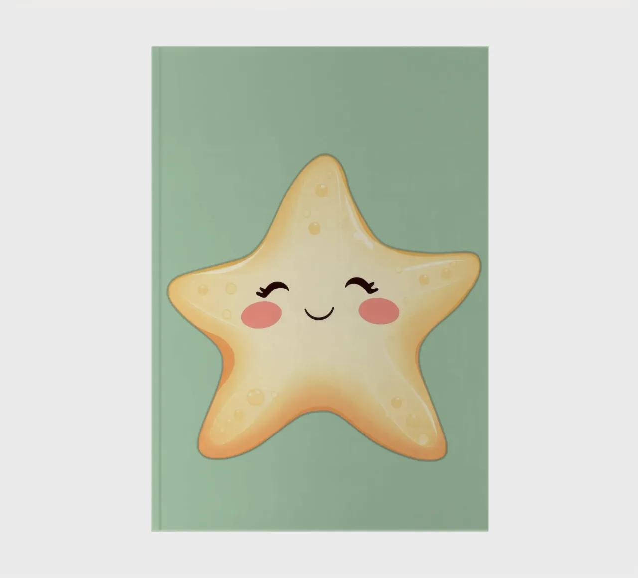 Cute smiling star character with a happy face and soft color notebook by DesignDoodle