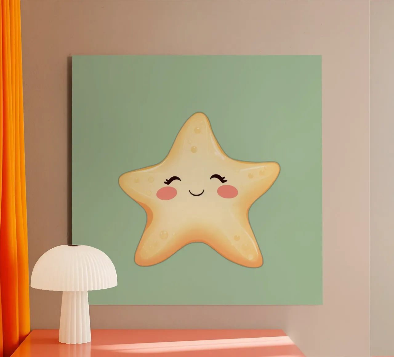 Mignon personnage de star souriant avec un visage heureux et des couleurs douces panneau forex de DesignDoodle