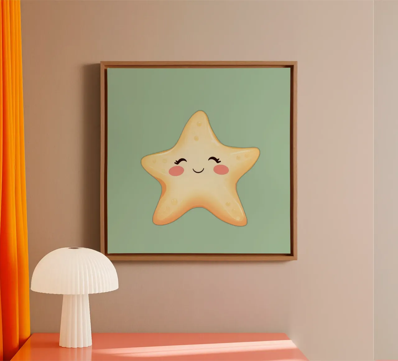 Mignon personnage de star souriant avec un visage heureux et des couleurs douces toile de DesignDoodle