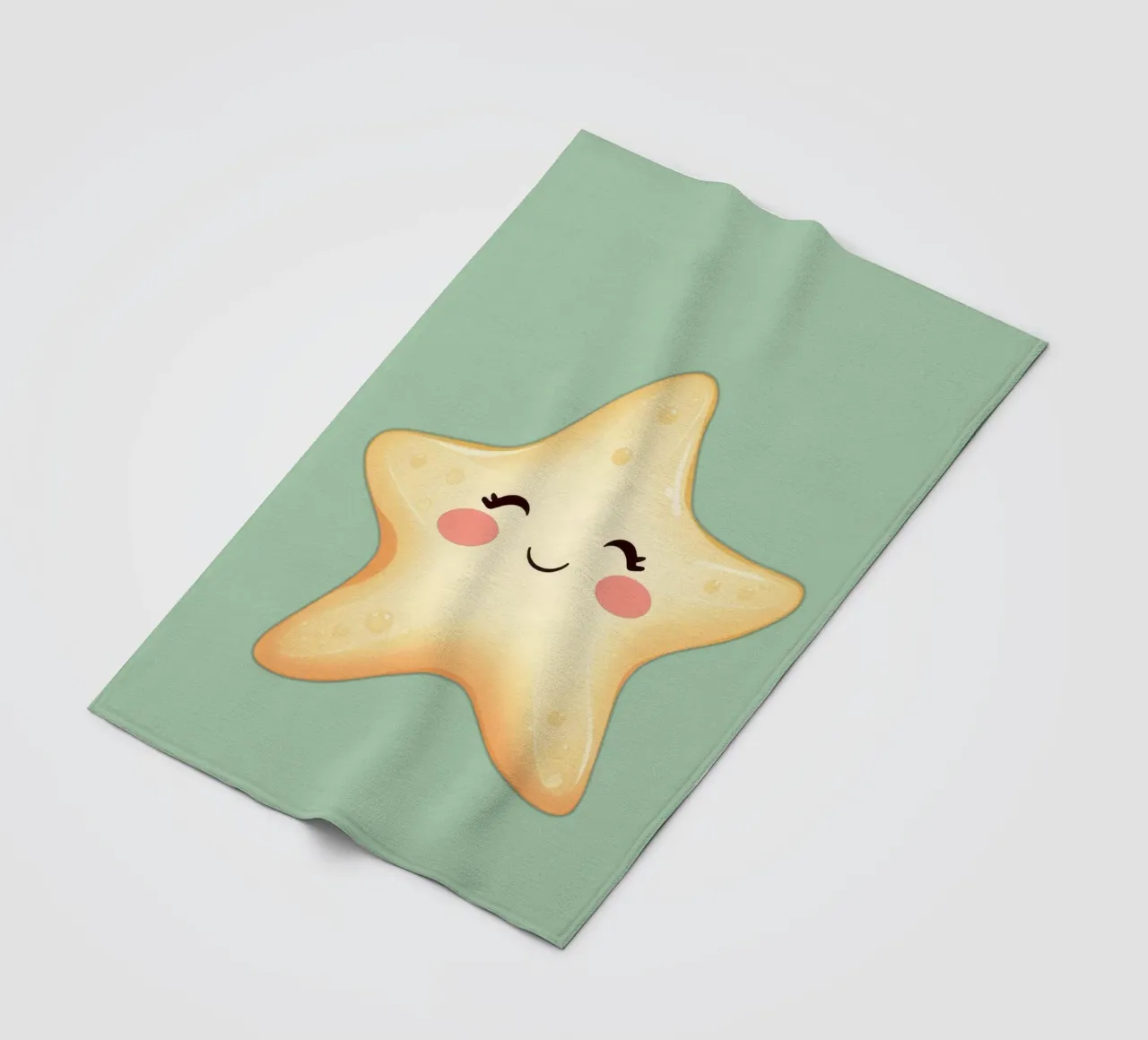 Cute smiling star character with a happy face and soft color fleece blanket by DesignDoodle