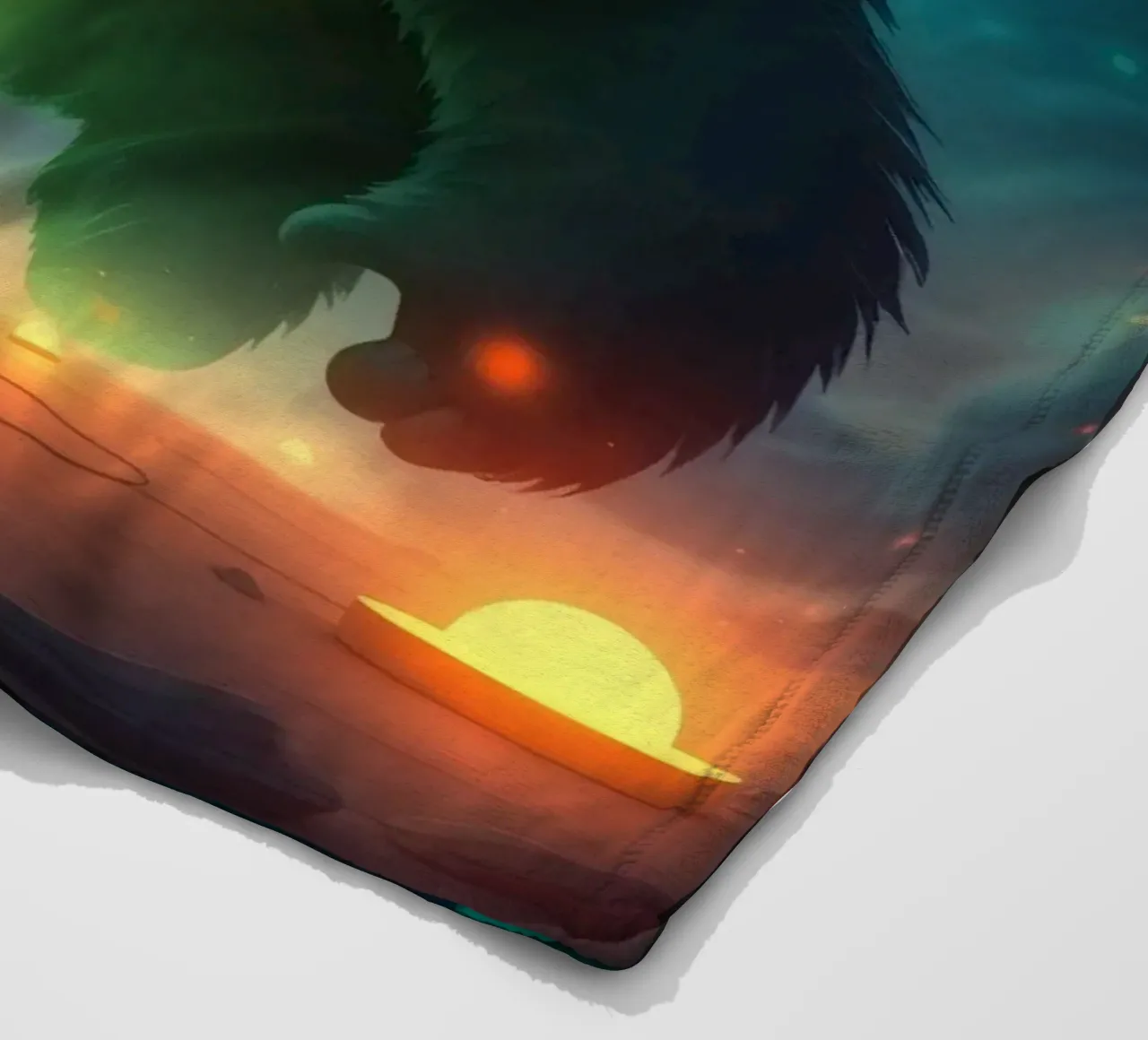Panda enchanté avec des éléments lumineux marchant à travers un paysage mystique plaid polaire de DesignDoodle