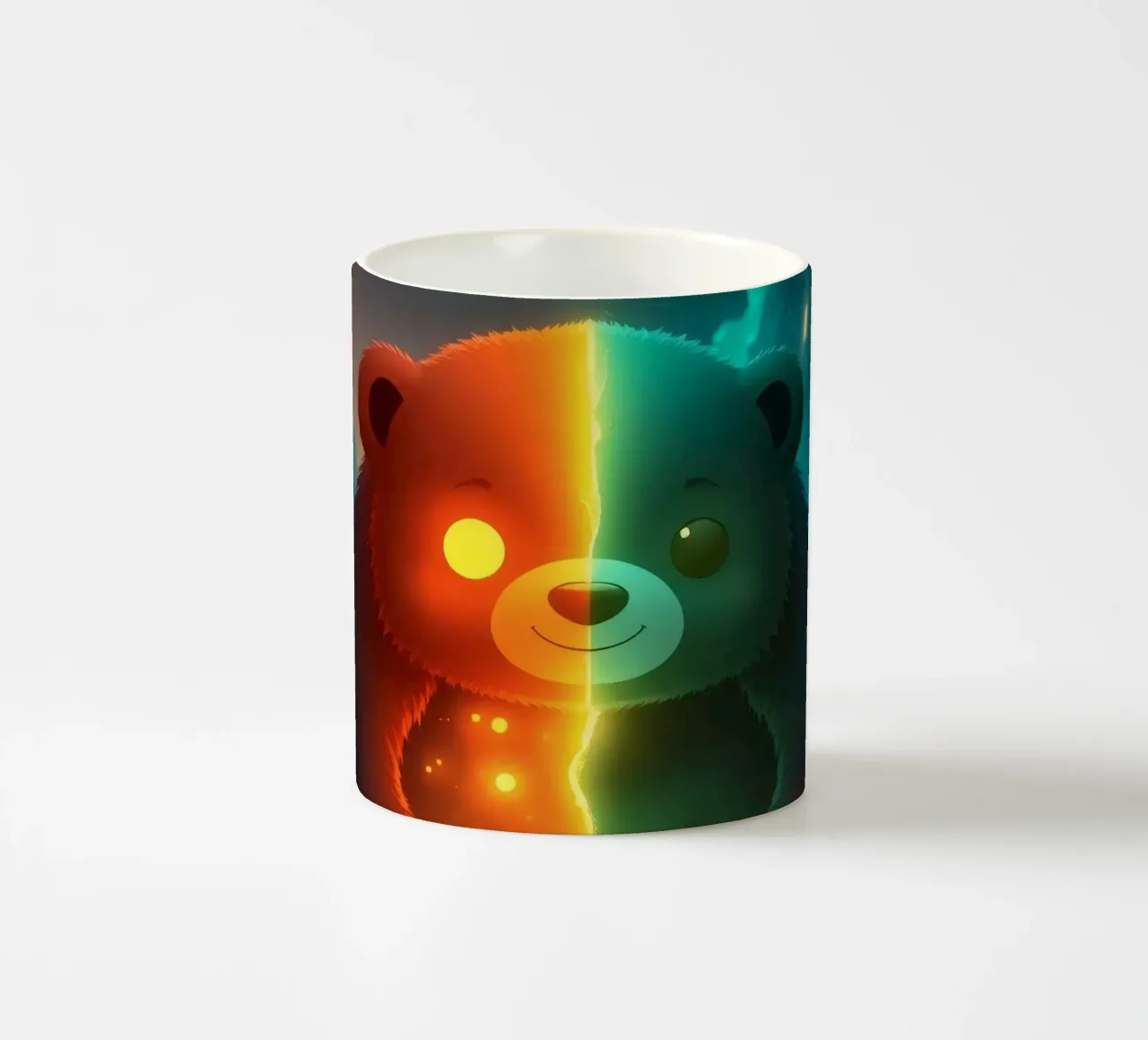Panda incantato con elementi luminosi che cammina attraverso il mistico tazza in ceramica da DesignDoodle