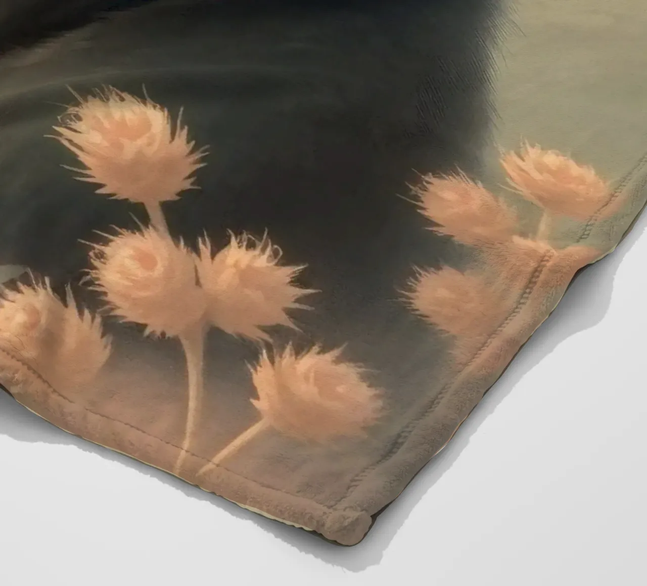 Ours mignon faisant un signe de la main dans un champ de fleurs serein plaid polaire de DesignDoodle