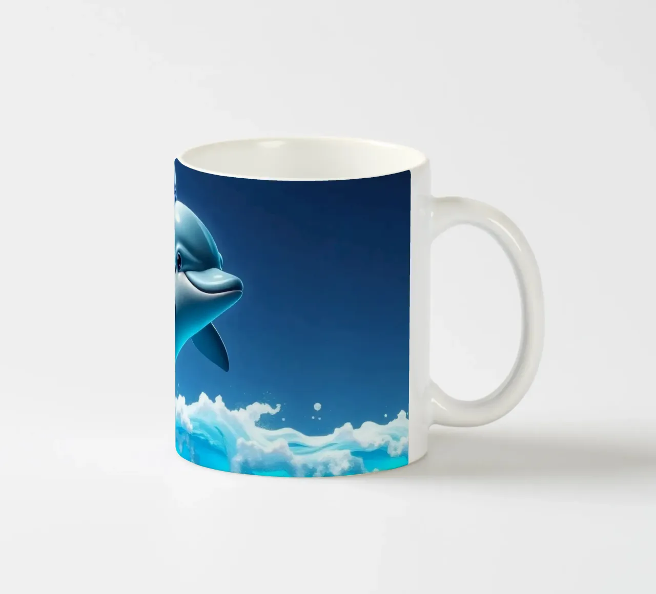 Dolfijn met matrozenhoed springt door oceaangolven keramische mok van DesignDoodle