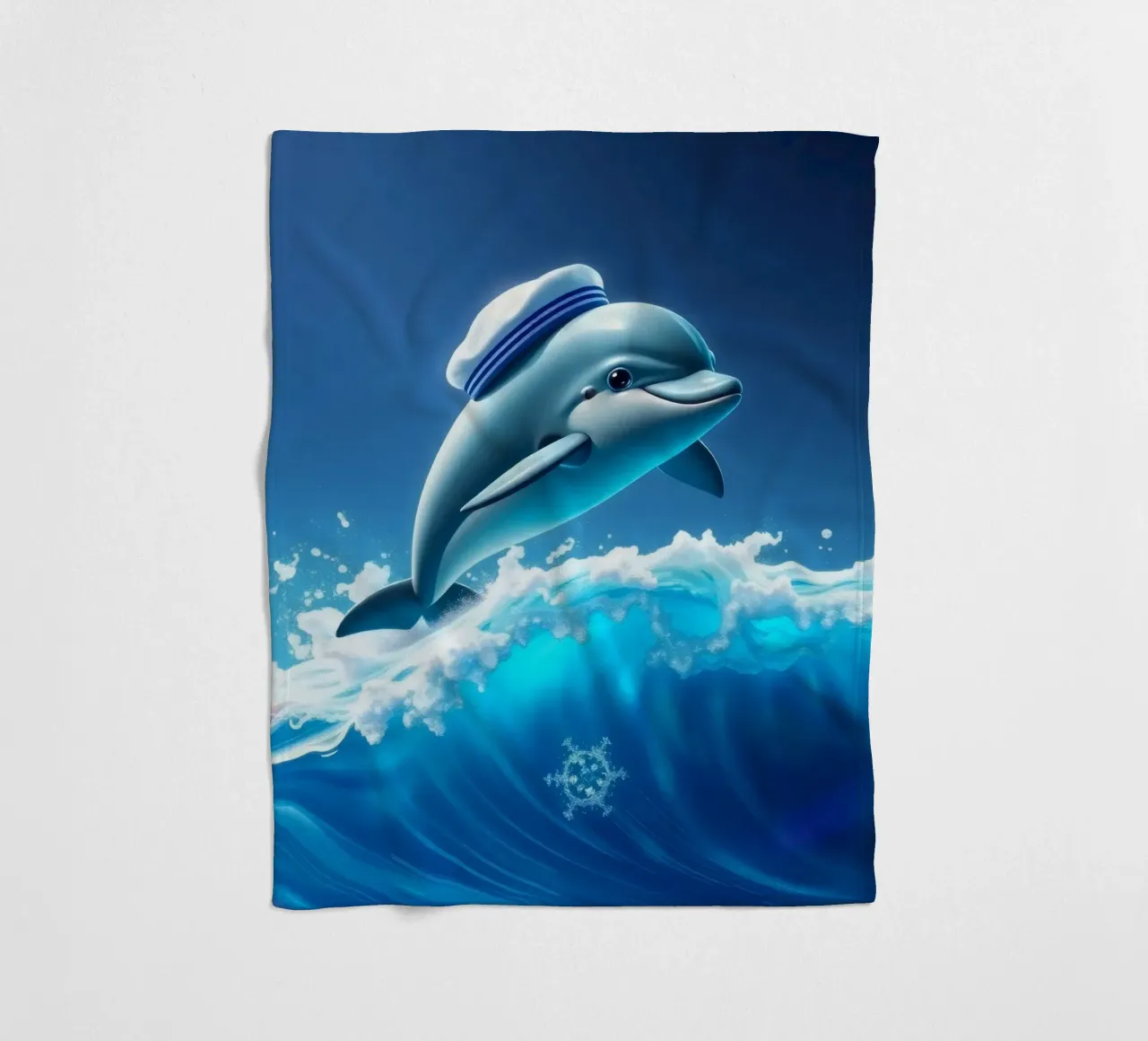 Delfino con cappello da marinaio salta tra le onde dell'oceano coperta in pile da DesignDoodle