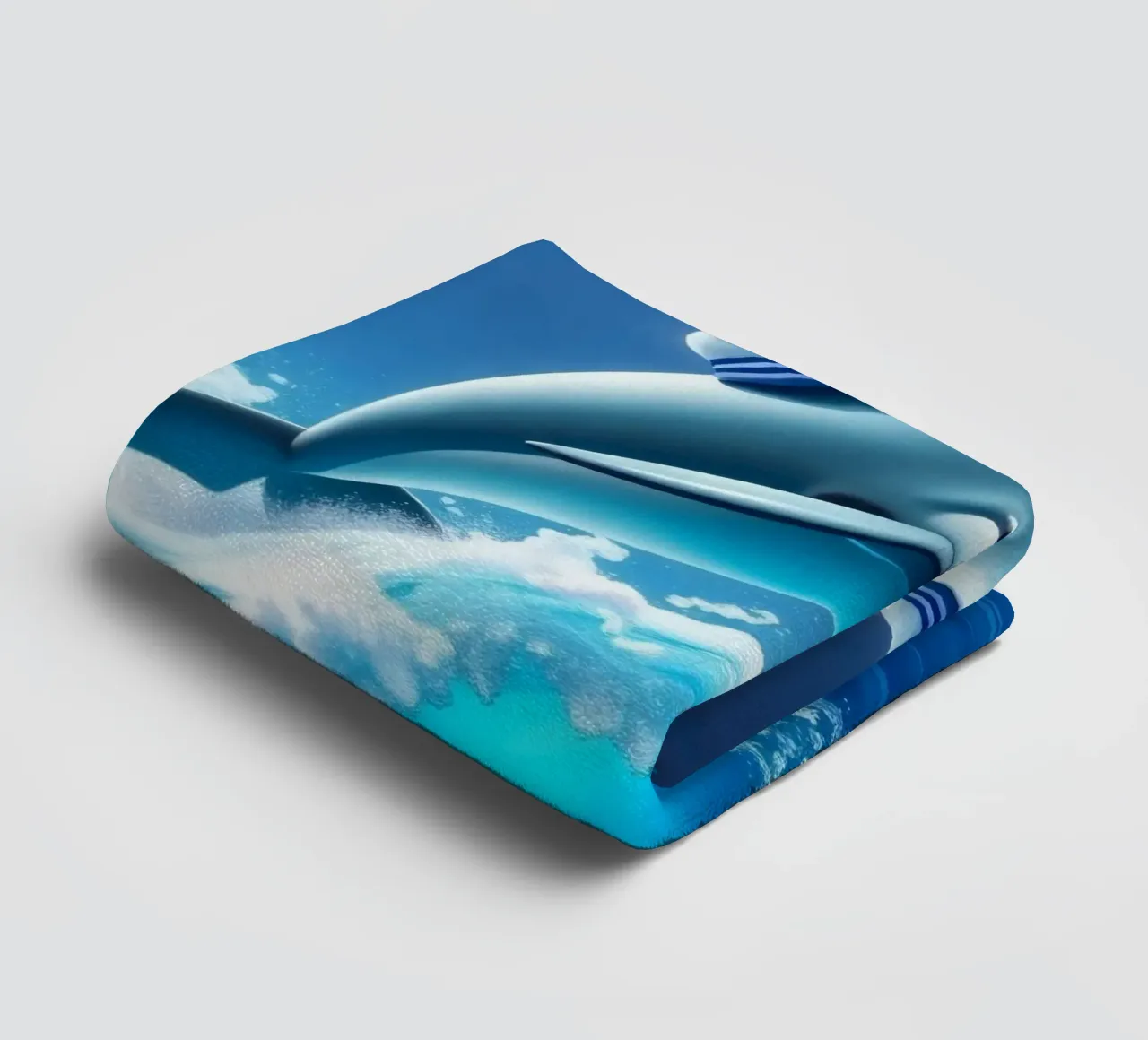 Dolfijn met matrozenhoed springt door oceaangolven badhanddoek van DesignDoodle