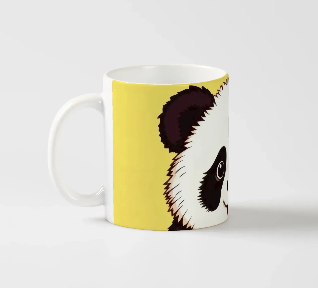 Illustration d'un panda mignon sur fond jaune vif mug en céramique de DesignDoodle