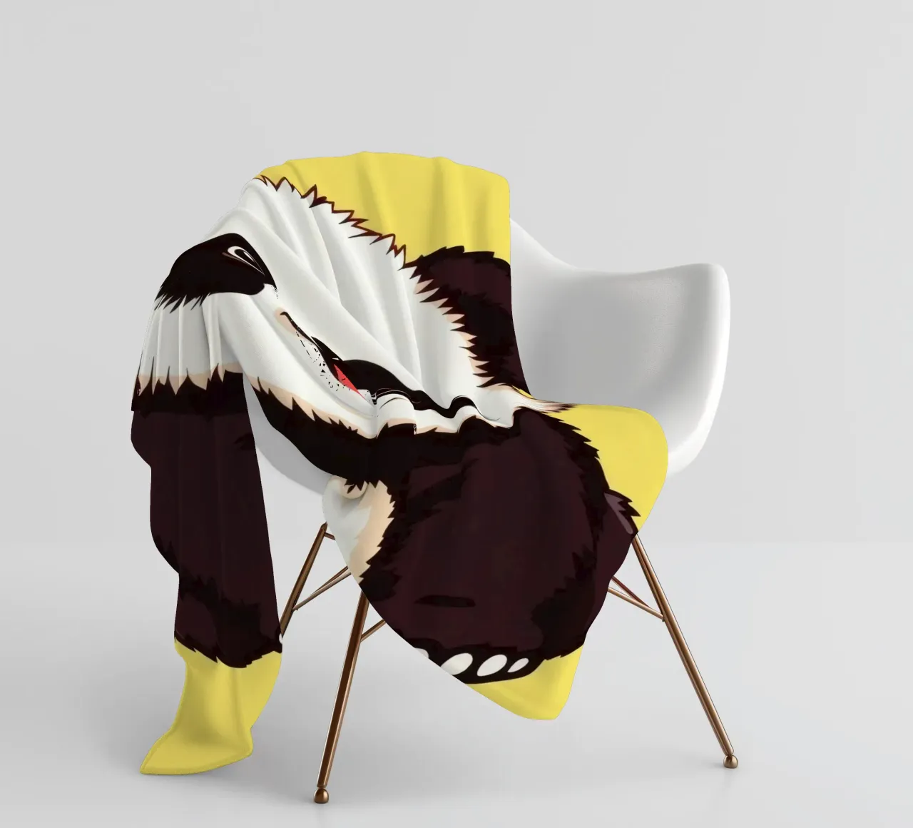 Illustrazione di un panda carino con uno sfondo giallo brillante coperta in pile da DesignDoodle