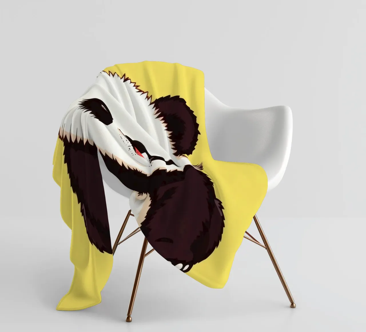 Illustrazione di un panda carino con uno sfondo giallo brillante coperta in pile da DesignDoodle