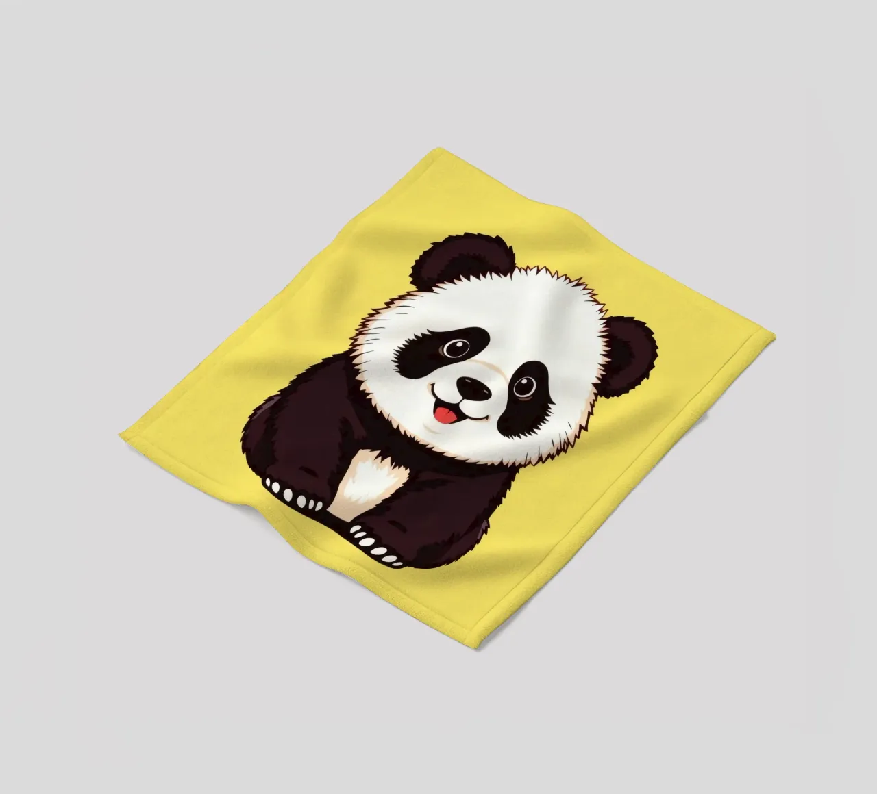 Illustrazione di un panda carino con uno sfondo giallo brillante coperta in pile da DesignDoodle