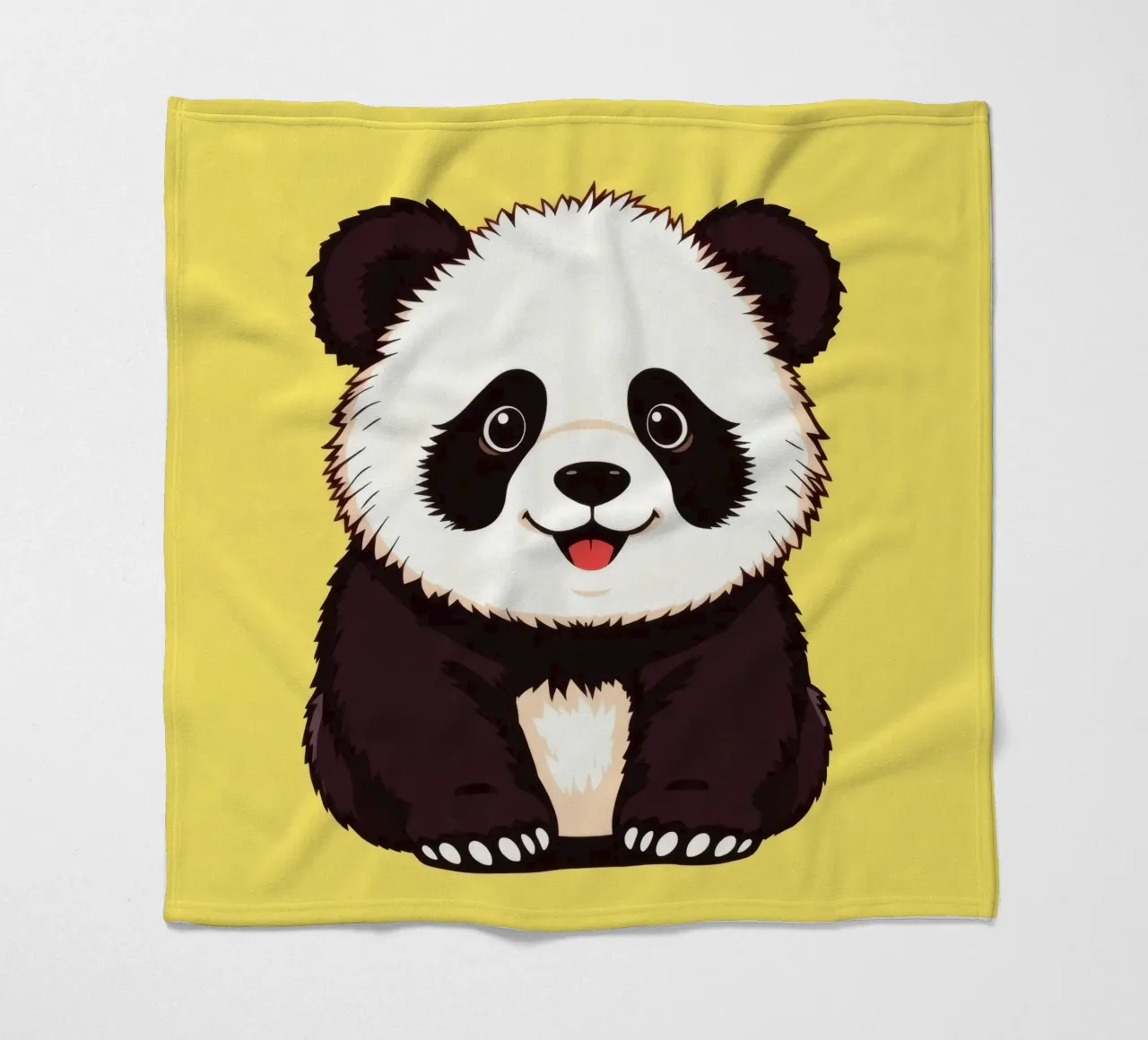 Illustrazione di un panda carino con uno sfondo giallo brillante coperta in pile da DesignDoodle