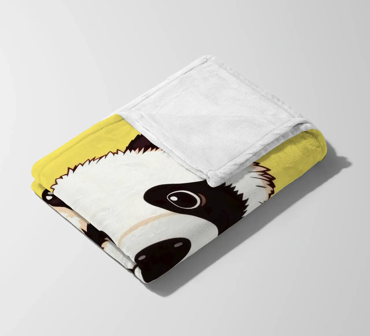 Illustrazione di un panda carino con uno sfondo giallo brillante coperta in pile da DesignDoodle