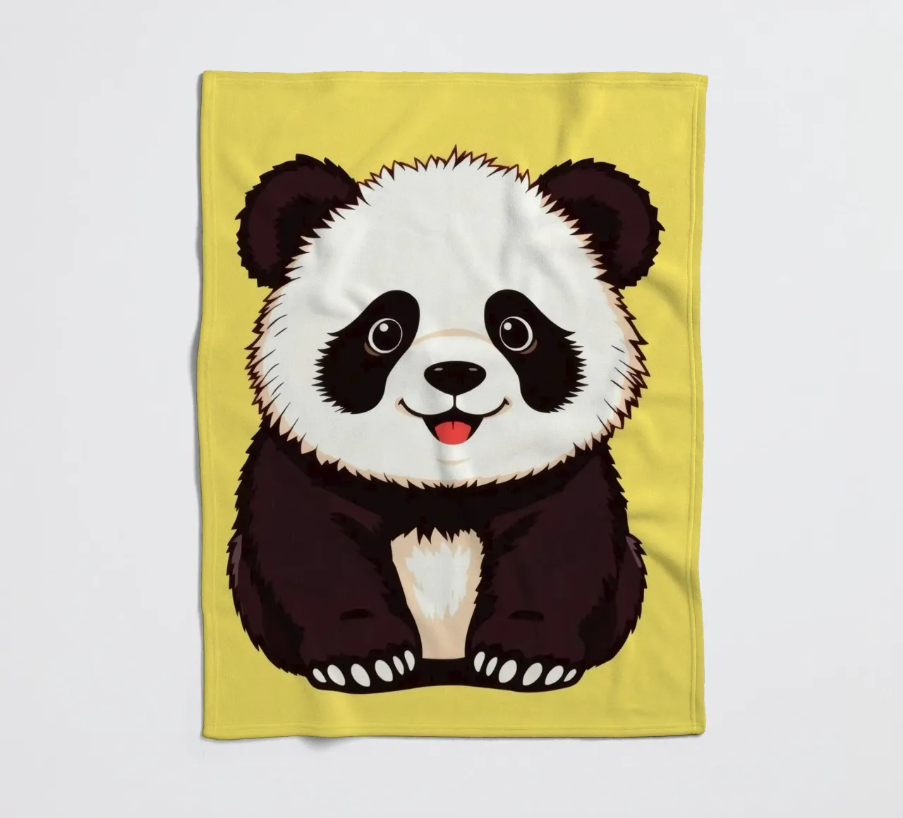 Illustrazione di un panda carino con uno sfondo giallo brillante coperta in pile da DesignDoodle