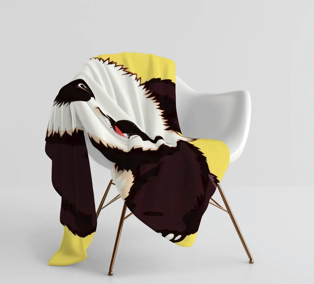 Illustrazione di un panda carino con uno sfondo giallo brillante coperta in pile da DesignDoodle