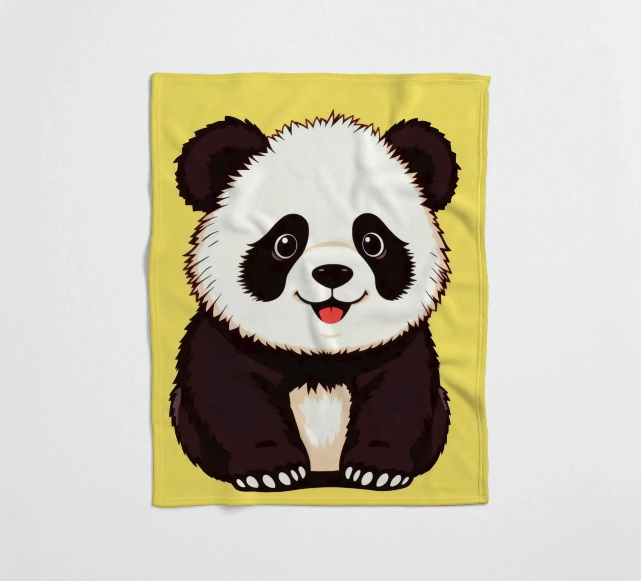 Illustrazione di un panda carino con uno sfondo giallo brillante coperta in pile da DesignDoodle