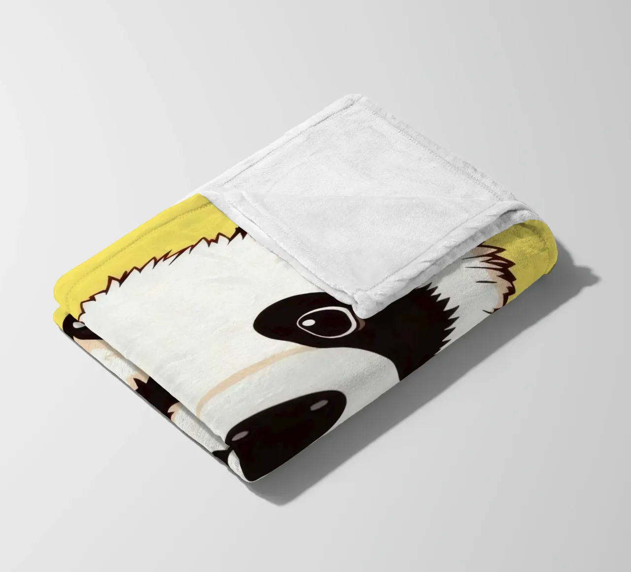 Illustrazione di un panda carino con uno sfondo giallo brillante coperta in pile da DesignDoodle