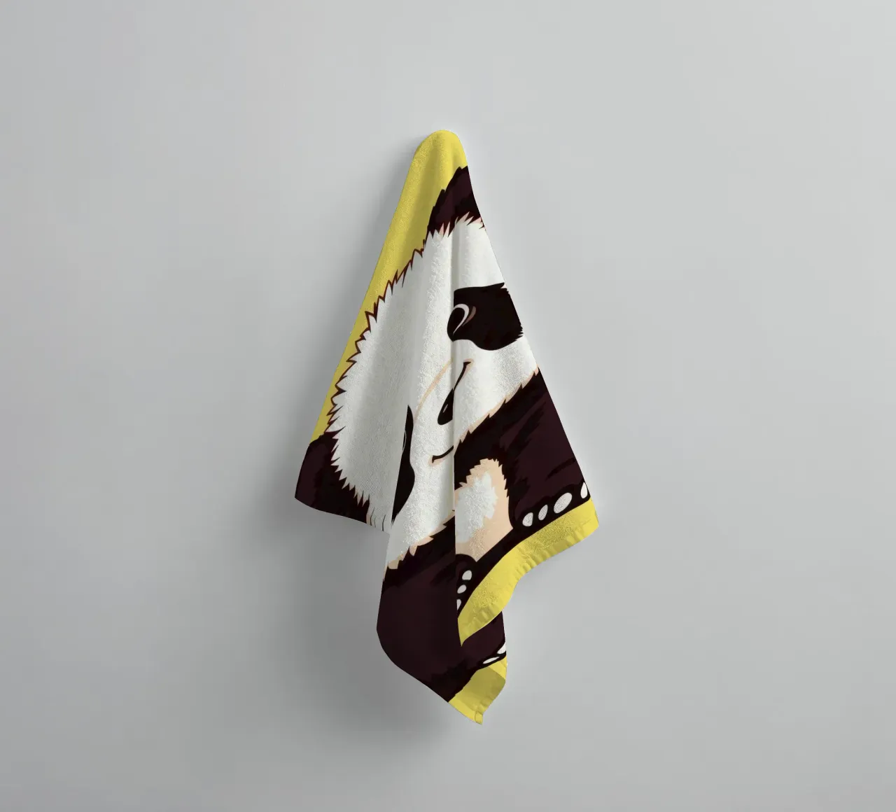 Illustration d'un panda mignon sur fond jaune vif serviette de bain de DesignDoodle