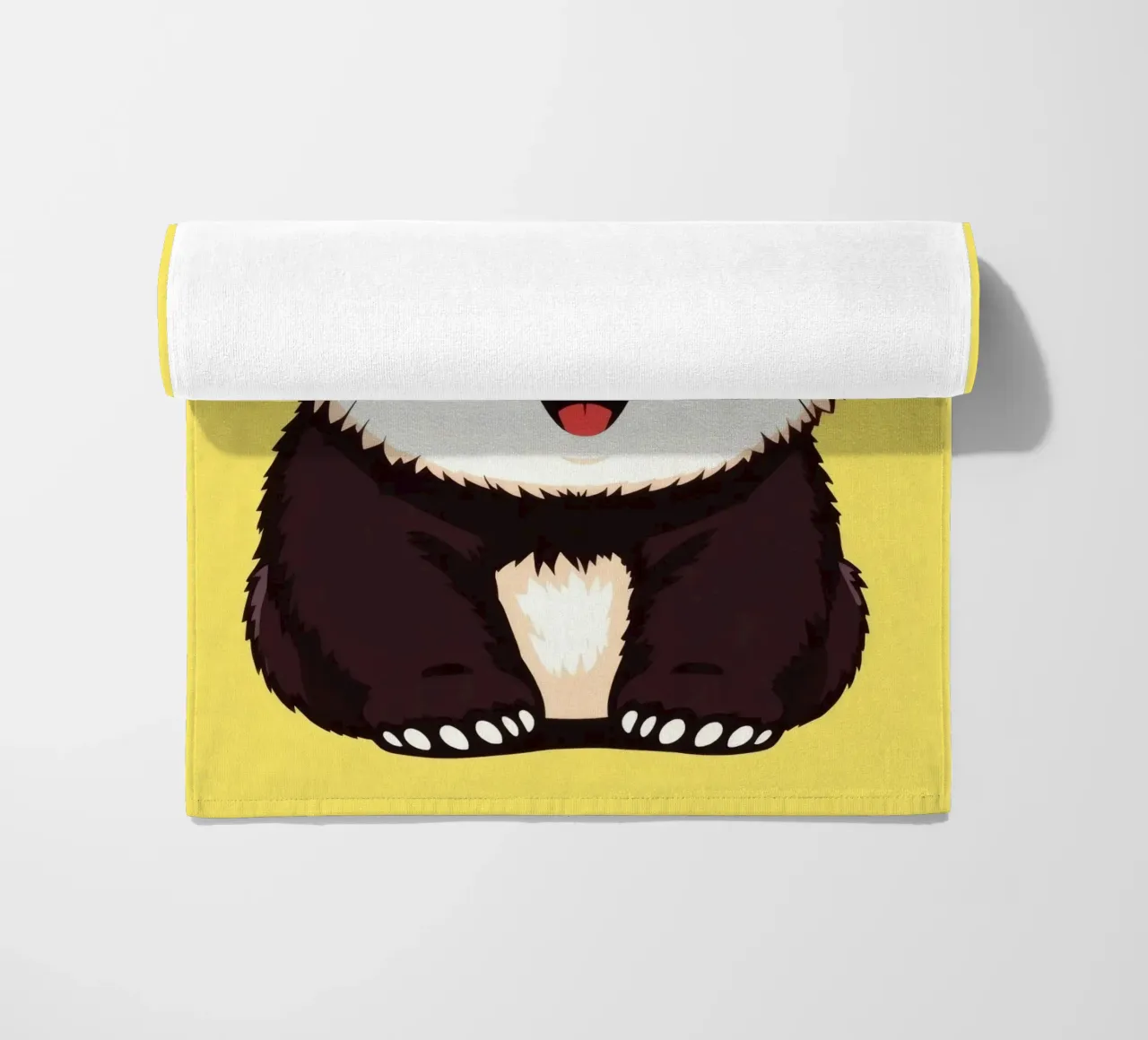 Illustration d'un panda mignon sur fond jaune vif serviette de plage de DesignDoodle