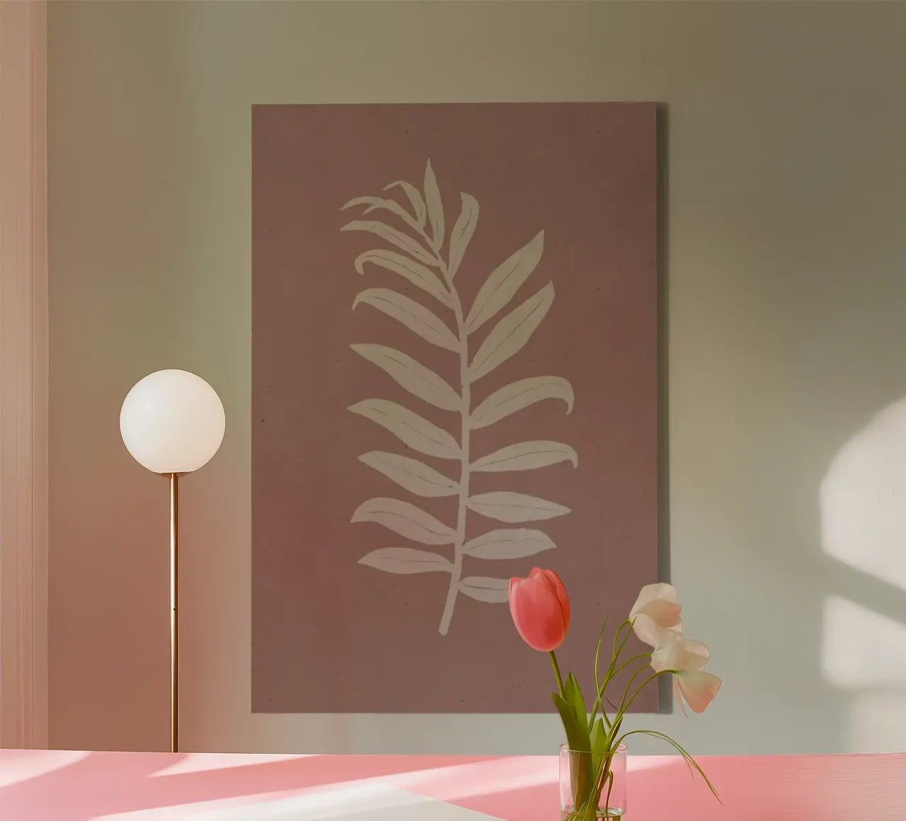 Areca Palmata Brickpink Leinwand von Elena Veronese