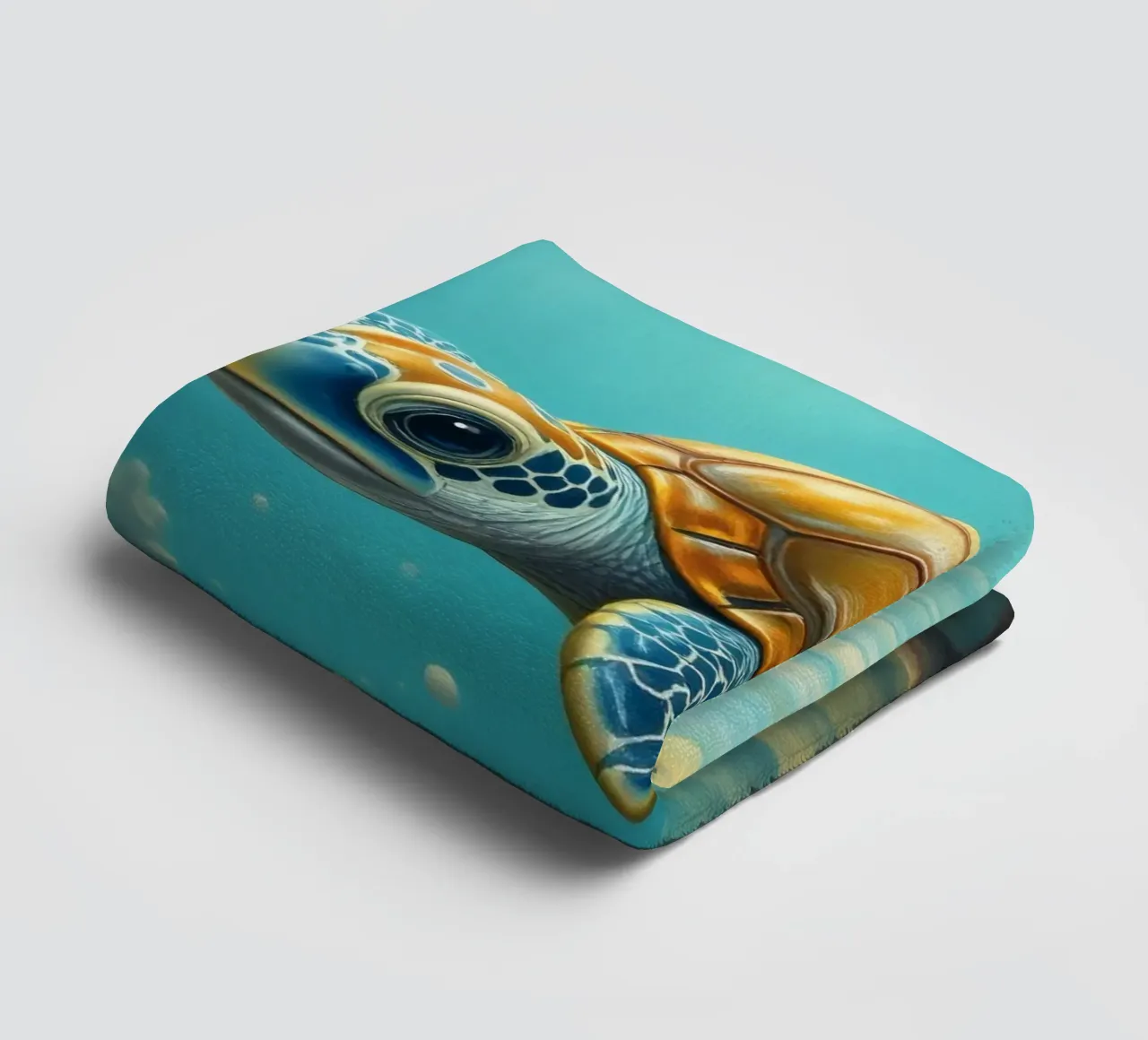 Sea turtle swims gracefully through vibrant coral reef towel by DesignDoodle