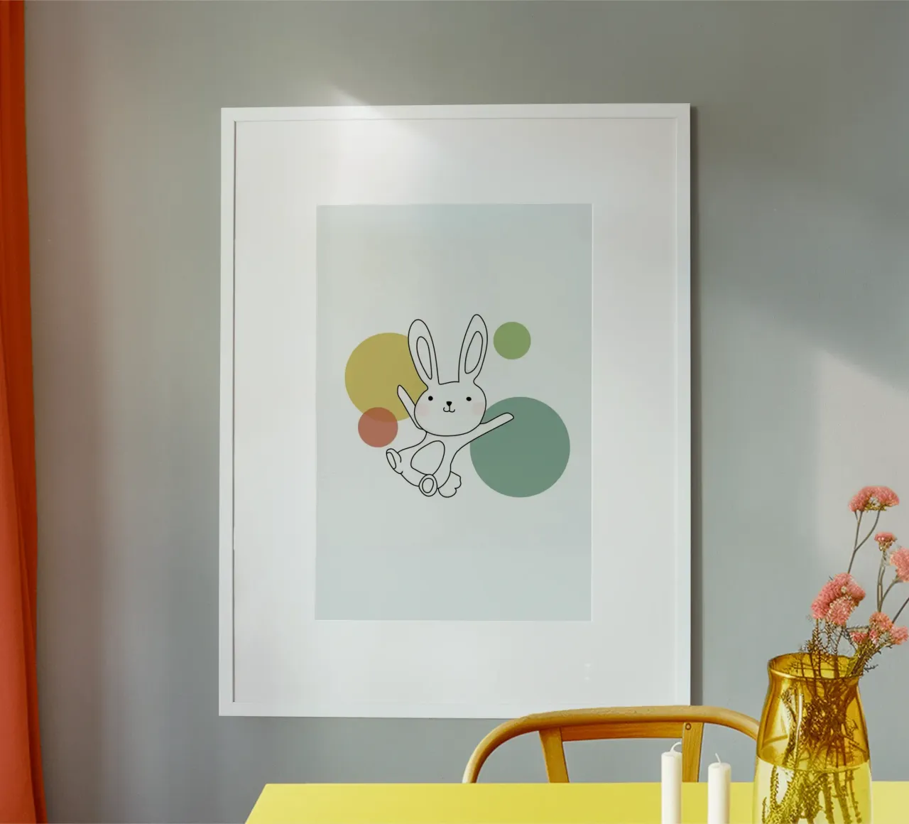Space Rabbits Vega poster con telaio in legno da Christina Heitmann