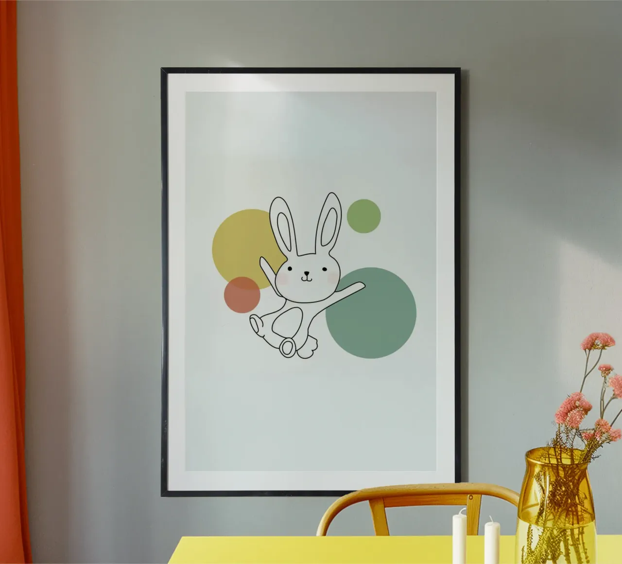 Space Rabbits Vega poster con telaio in legno da Christina Heitmann