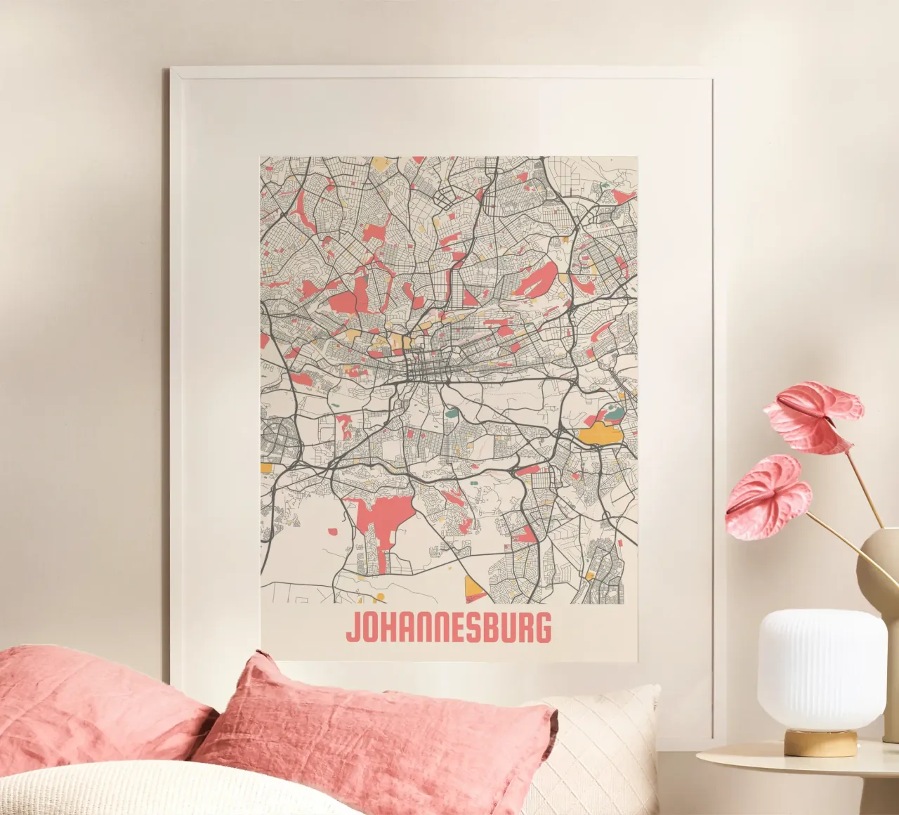 JOHANNESBURG poster con telaio in alluminio da Travelstudio