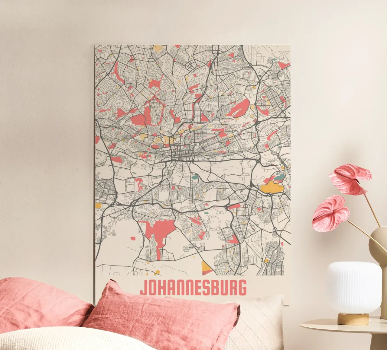 JOHANNESBURG poster con telaio in alluminio da Travelstudio