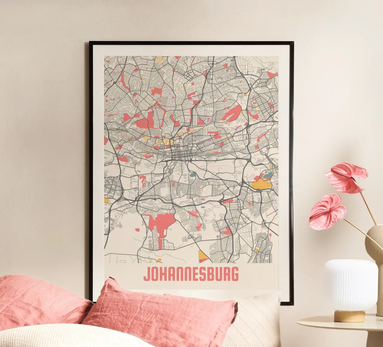 JOHANNESBURG poster con telaio in alluminio da Travelstudio