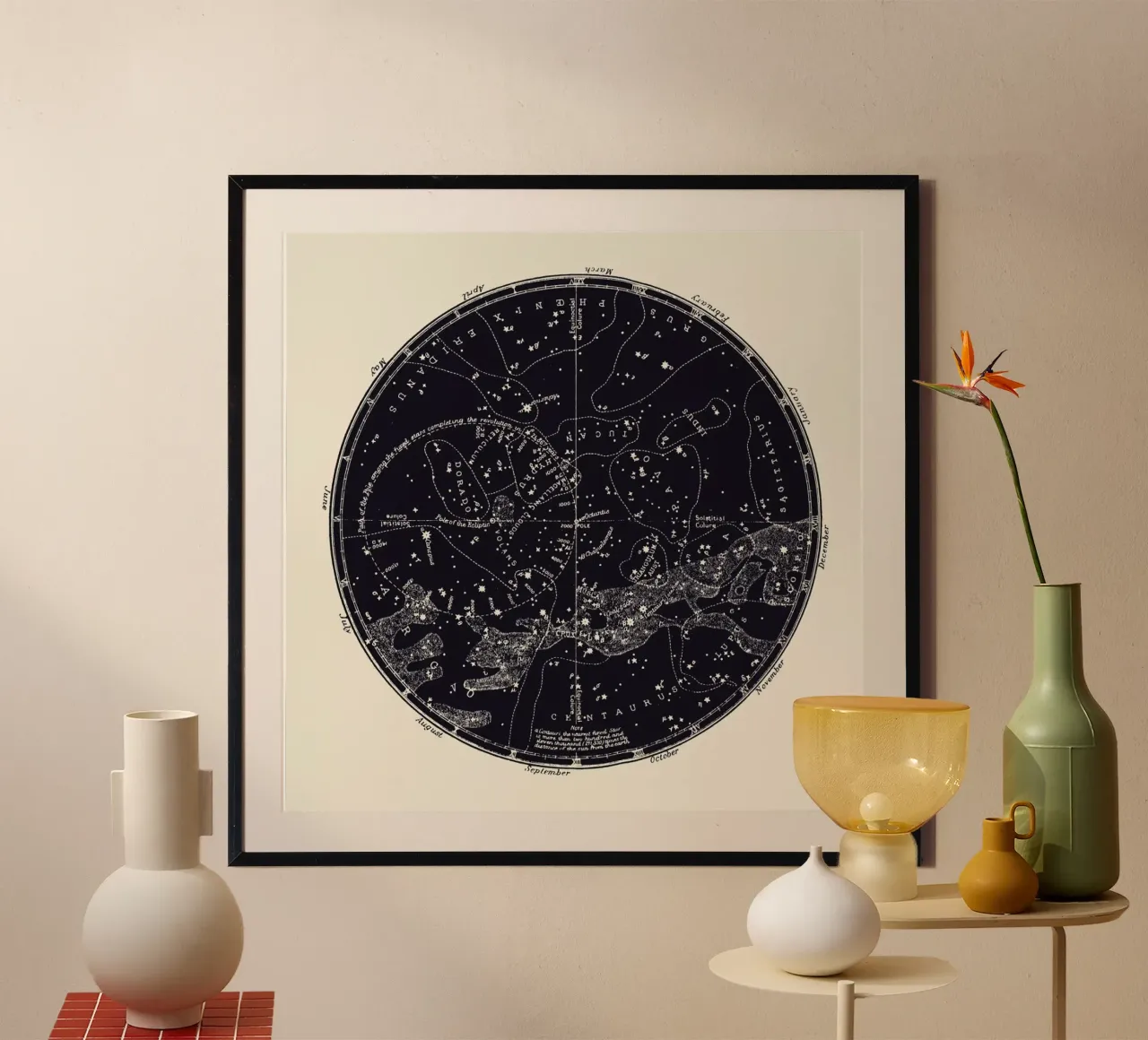 Southern Constellations poster con telaio in alluminio da Astër