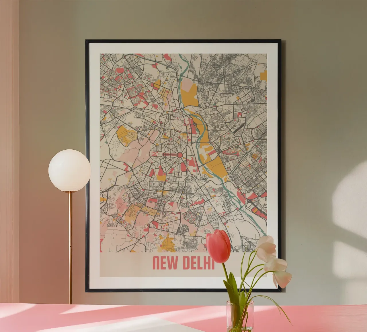 NEW DELHI poster con telaio in legno da Travelstudio