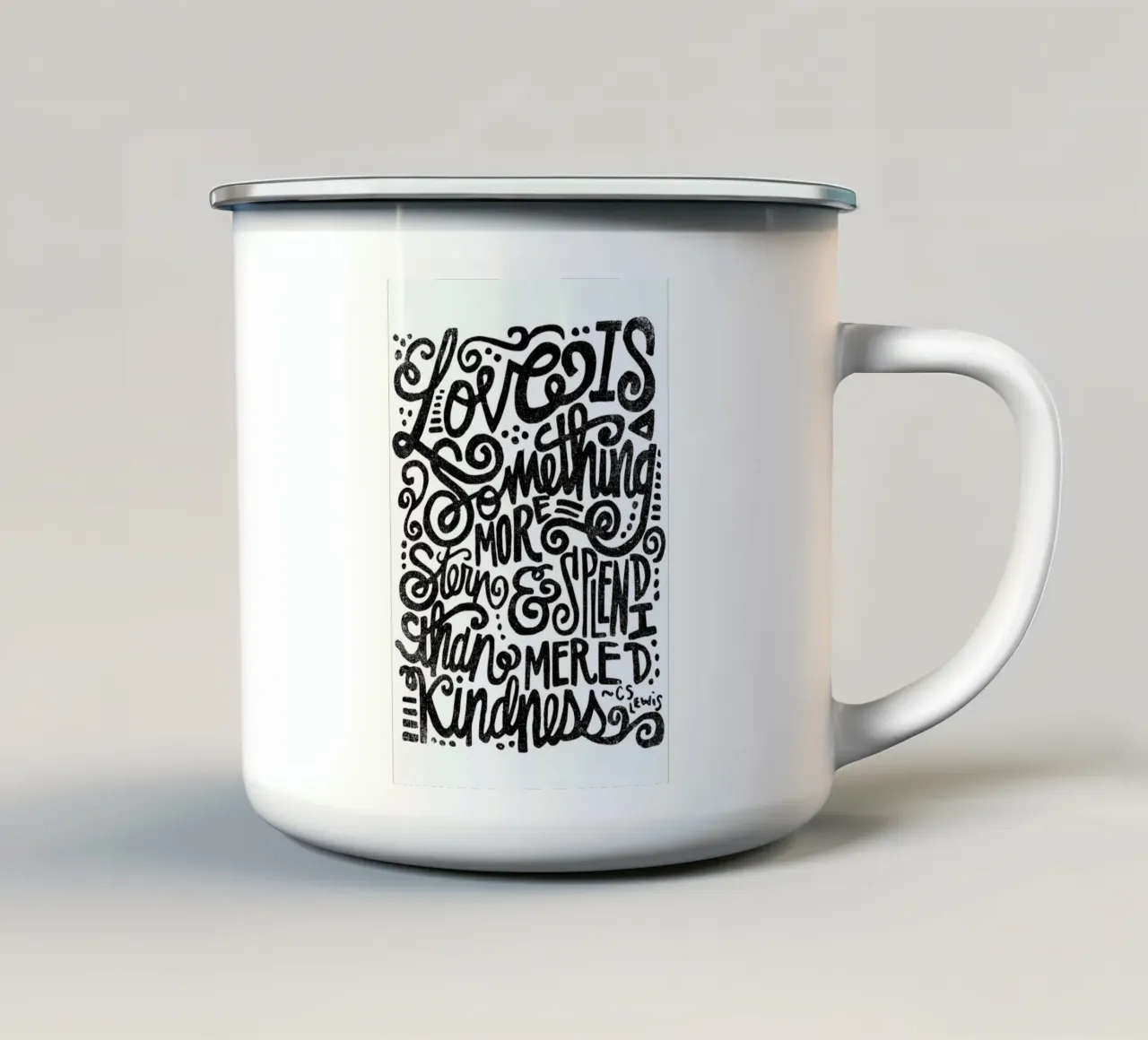 more stern and splendid Emaille Tasse von Matthew Taylor Wilson