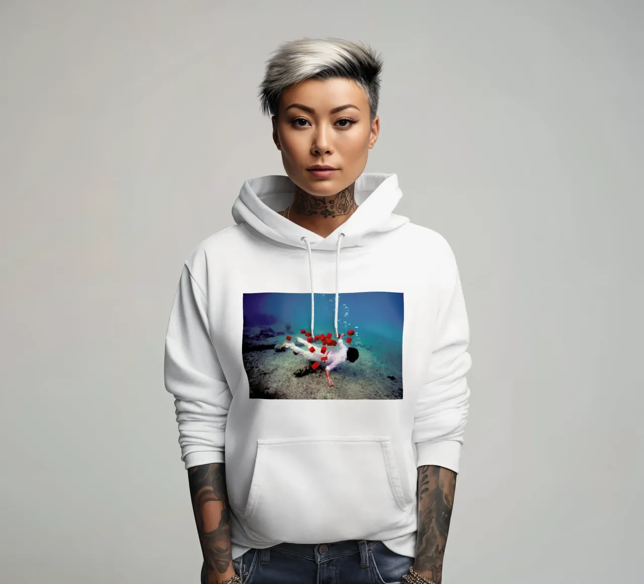 Red Squares felpa con cappuccio da James Cooper