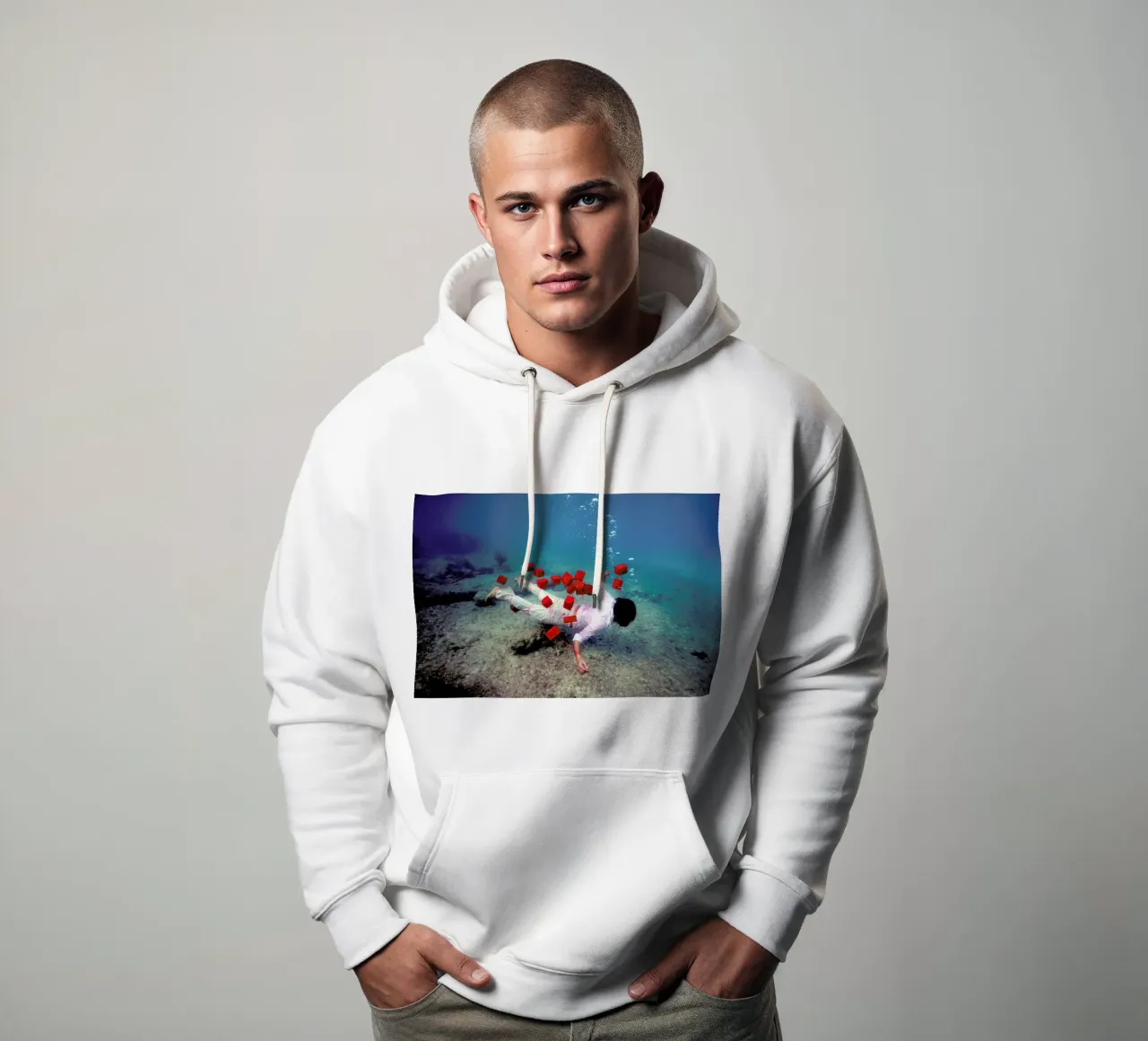 Red Squares felpa con cappuccio da James Cooper