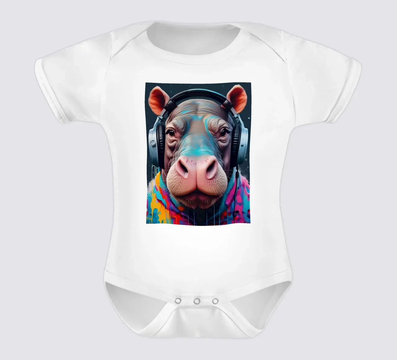 Ippopotamo in cuffia body neonato maniche corte da MakArena