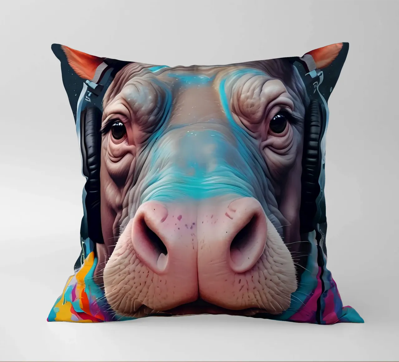 Ippopotamo in cuffia cuscino da MakArena