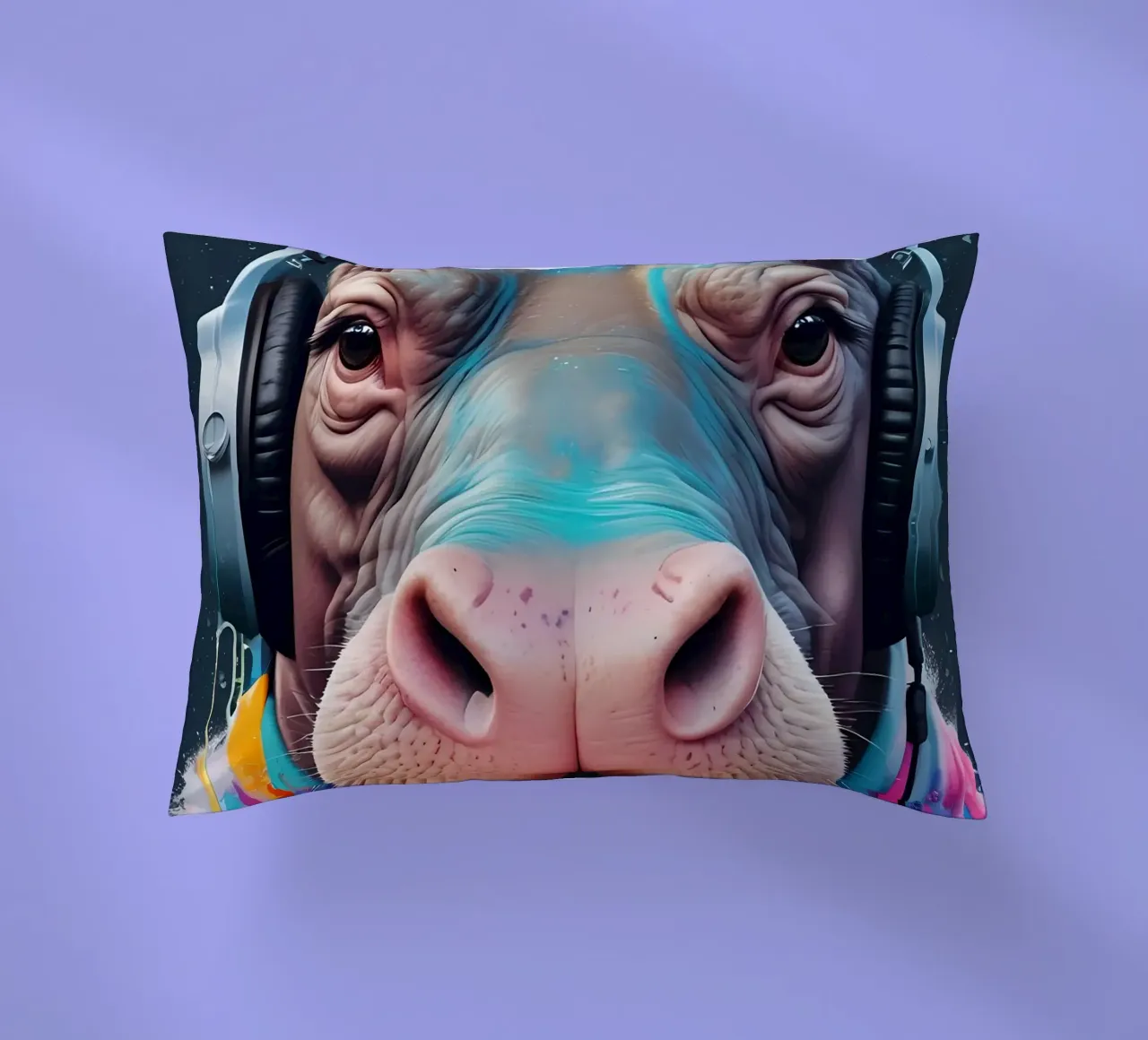 Ippopotamo in cuffia cuscino da MakArena
