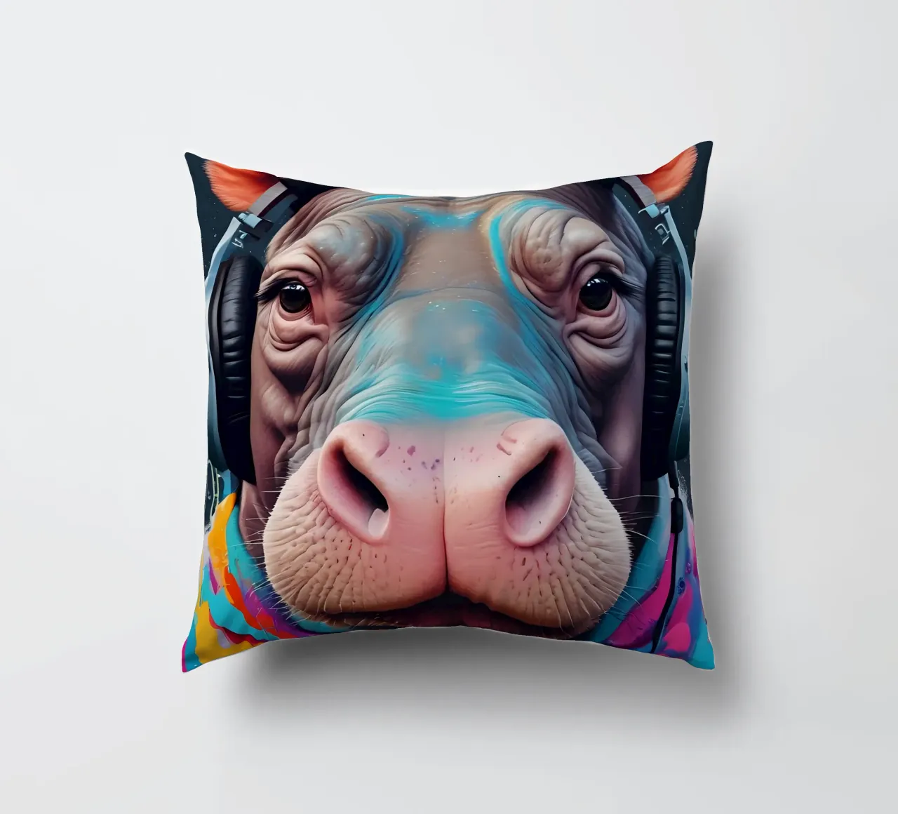 Ippopotamo in cuffia cuscino da MakArena