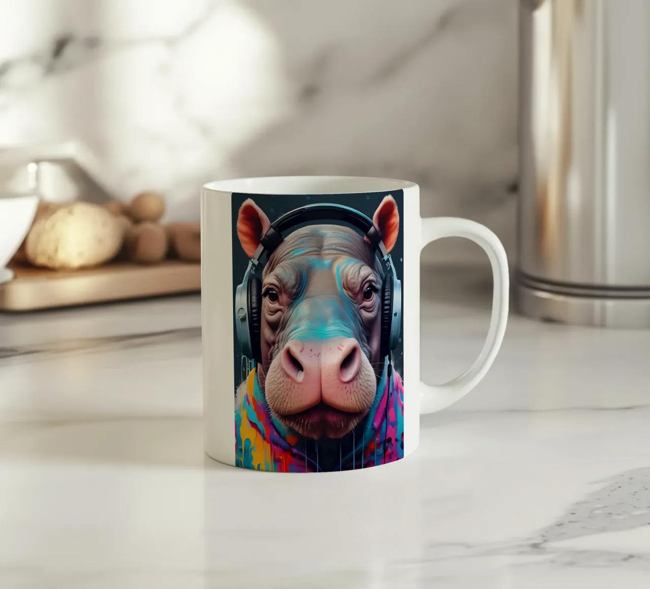 Ippopotamo in cuffia tazza in ceramica da MakArena