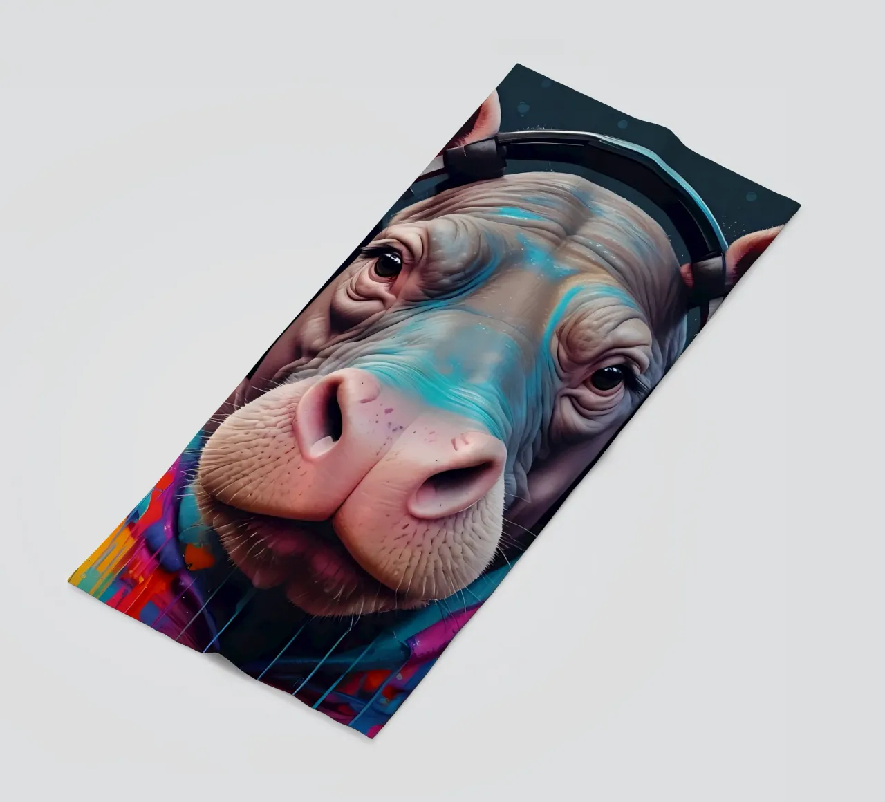 Ippopotamo in cuffia telo mare da MakArena